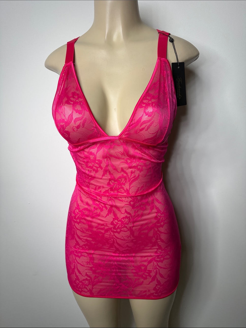 Frederick's of Hollywood Hot Pink Lace Chemise